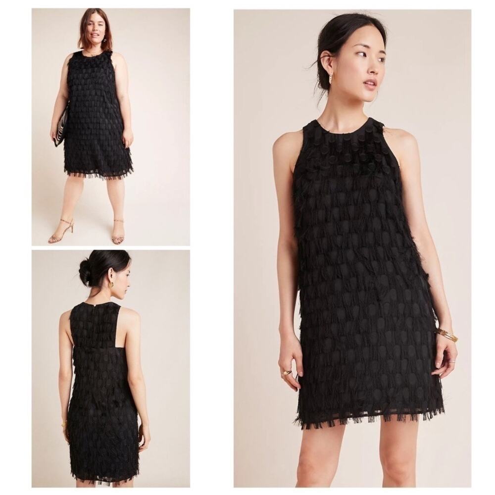Anthropologie Black Textured Mini Dress